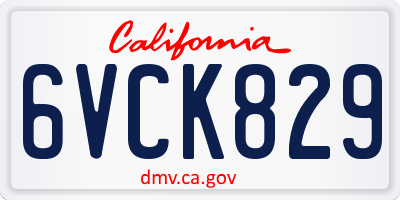 CA license plate 6VCK829