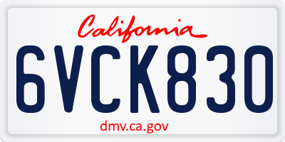 CA license plate 6VCK830