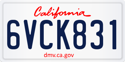 CA license plate 6VCK831