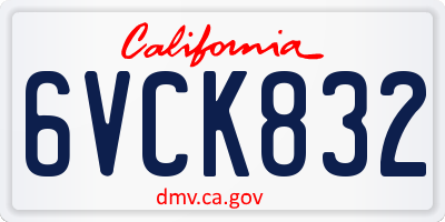 CA license plate 6VCK832