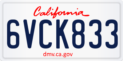 CA license plate 6VCK833