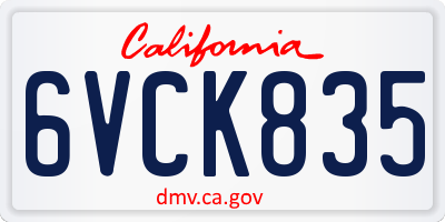 CA license plate 6VCK835
