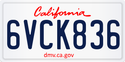 CA license plate 6VCK836