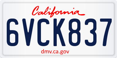 CA license plate 6VCK837