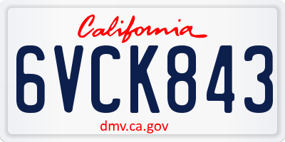 CA license plate 6VCK843