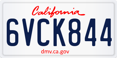 CA license plate 6VCK844