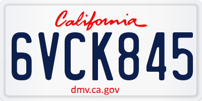 CA license plate 6VCK845