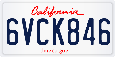 CA license plate 6VCK846