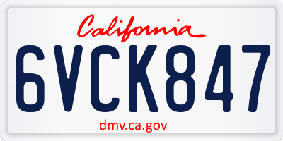 CA license plate 6VCK847