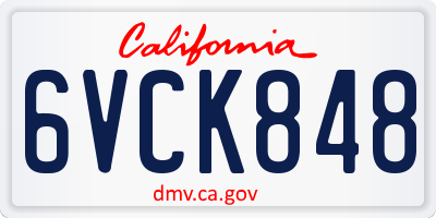 CA license plate 6VCK848