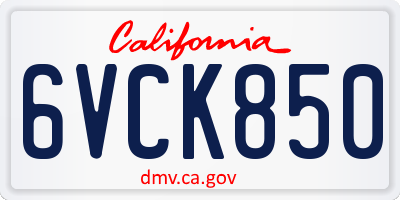 CA license plate 6VCK850