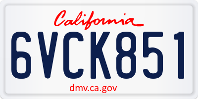 CA license plate 6VCK851