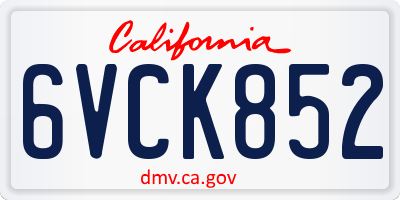 CA license plate 6VCK852
