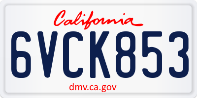CA license plate 6VCK853
