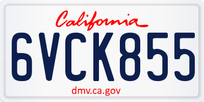 CA license plate 6VCK855