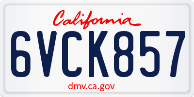 CA license plate 6VCK857