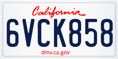 CA license plate 6VCK858