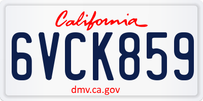 CA license plate 6VCK859