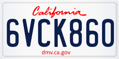 CA license plate 6VCK860
