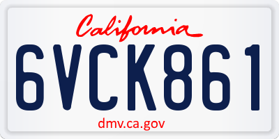 CA license plate 6VCK861