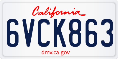CA license plate 6VCK863
