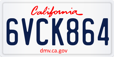 CA license plate 6VCK864