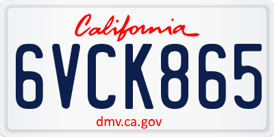 CA license plate 6VCK865