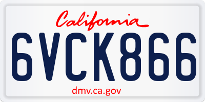 CA license plate 6VCK866