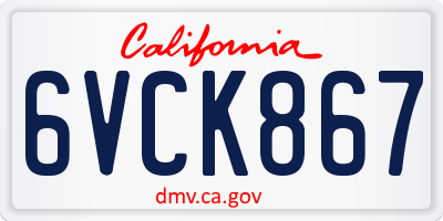 CA license plate 6VCK867