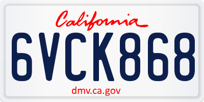 CA license plate 6VCK868