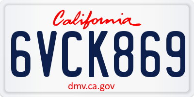 CA license plate 6VCK869