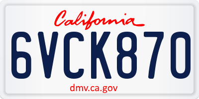CA license plate 6VCK870