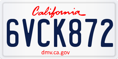 CA license plate 6VCK872