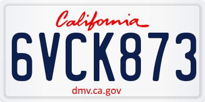 CA license plate 6VCK873