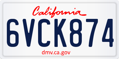 CA license plate 6VCK874