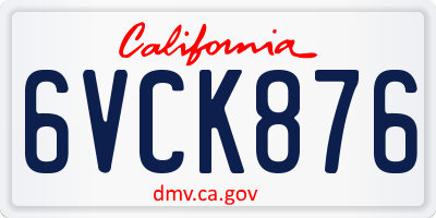 CA license plate 6VCK876