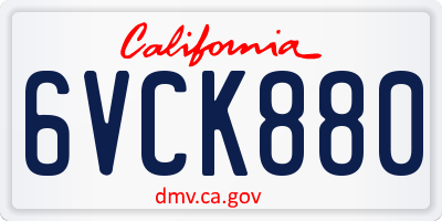 CA license plate 6VCK880