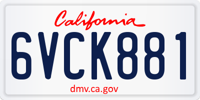 CA license plate 6VCK881