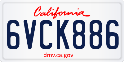 CA license plate 6VCK886