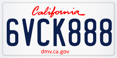 CA license plate 6VCK888