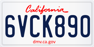 CA license plate 6VCK890