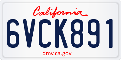 CA license plate 6VCK891