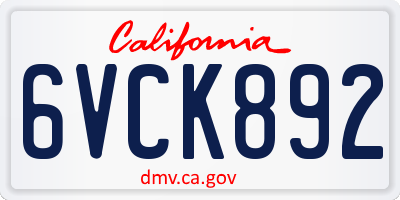 CA license plate 6VCK892