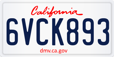 CA license plate 6VCK893