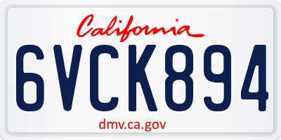 CA license plate 6VCK894