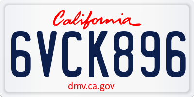 CA license plate 6VCK896