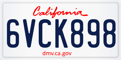 CA license plate 6VCK898
