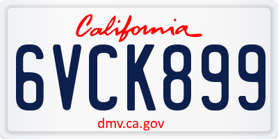 CA license plate 6VCK899