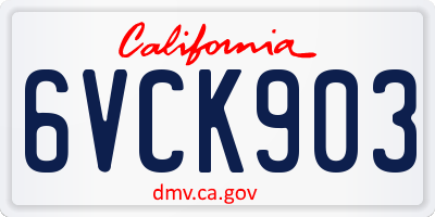 CA license plate 6VCK903
