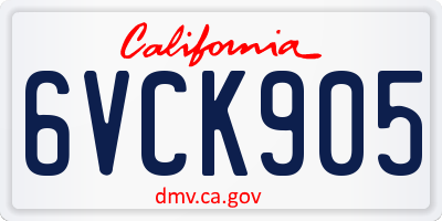 CA license plate 6VCK905